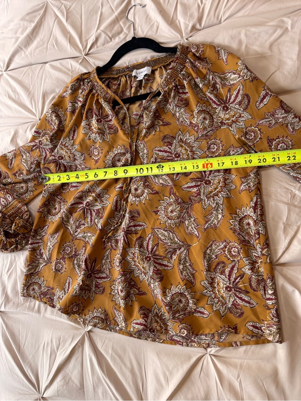 Evereve bohemian floral blouse size Large Vacation summer made in the USA - Picture 7 of 8
